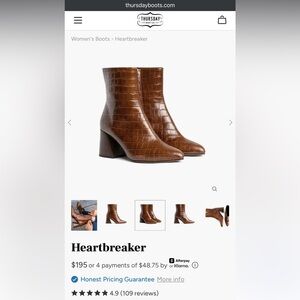 Thursday Boot Company Brown Croc-Embossed Heeled Boots